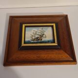 Wooden frame with boat decor