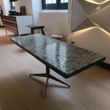 Coffee table in fractal stone, steel resin and inclusions Marie Claude de Fouquières 1970s