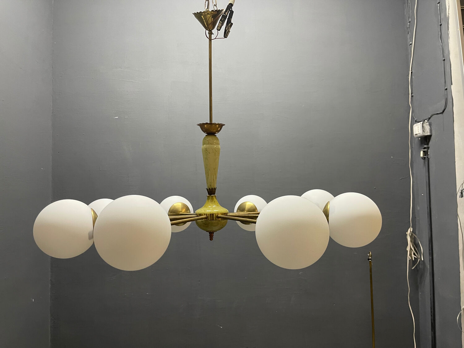 Italian Sputnik Brass Chandelier 1950’s
