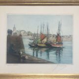 Concarneau. Aquatint by Eugène GAUGUET, 1872-1943