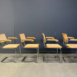 Set of 4 stackable vintage Marcel Breuer style armchairs, made in Italy, 1970s