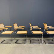 Set of 4 stackable vintage Marcel Breuer style armchairs, made in Italy, 1970s