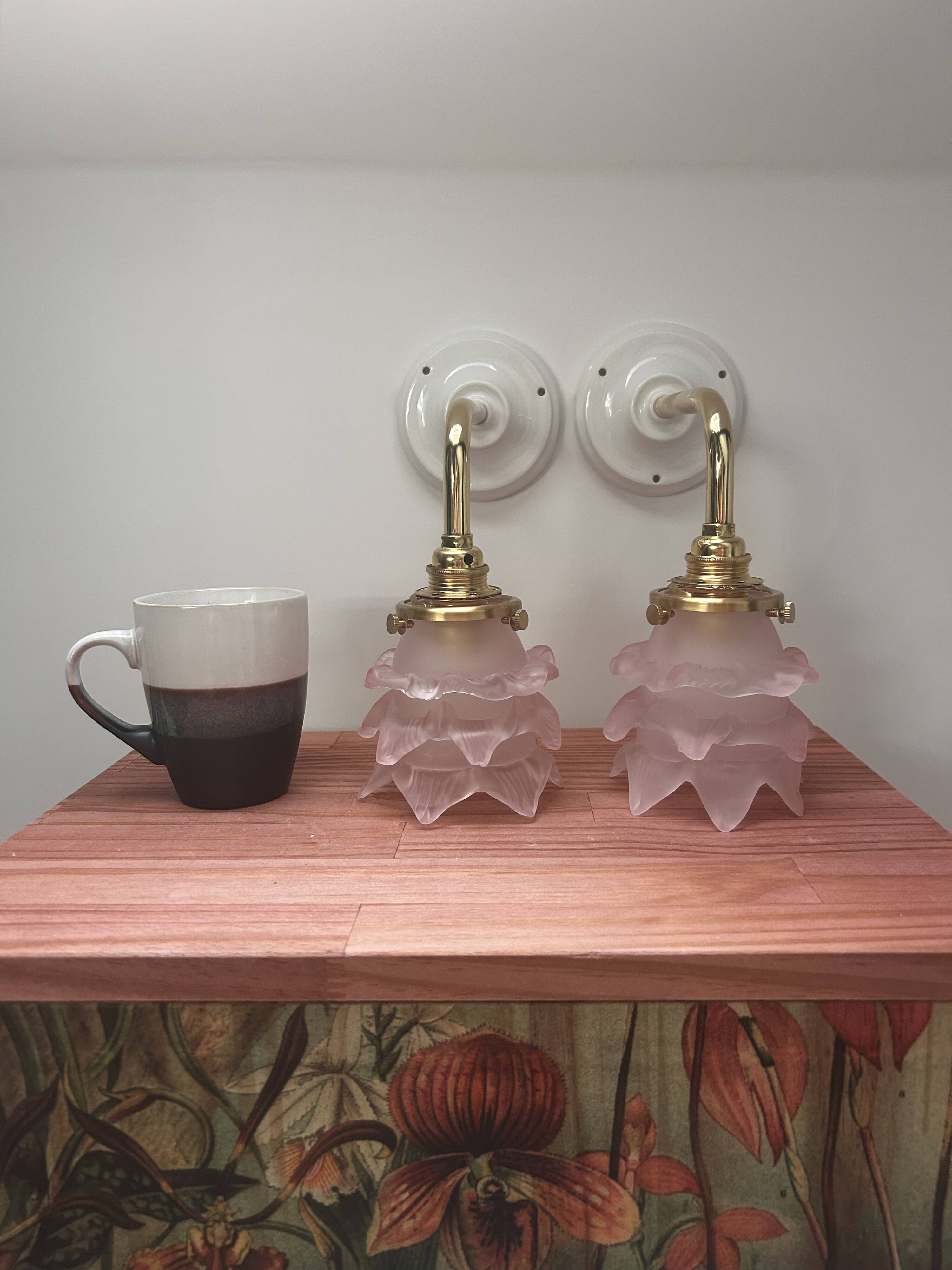 Pair of tulip flower wall lights