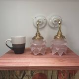 Pair of tulip flower wall lights