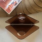 magazine holder in smoked plexiglass, design 1970