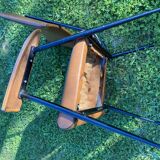 Rare light brown leatherette armchair, by "Colette Gueden", designer from the 50s