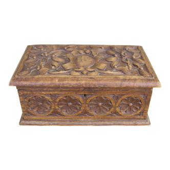 Antique carved wooden box
