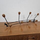 Vintage wall coat rack - Varnished wooden coat rack