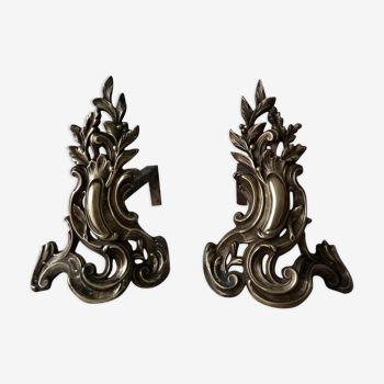 Pair of old chenets louis XV rocaille style