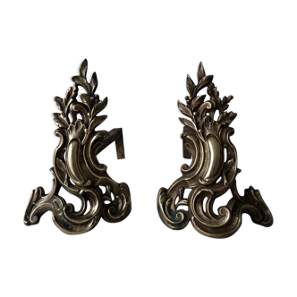 Pair of old chenets louis XV rocaille style