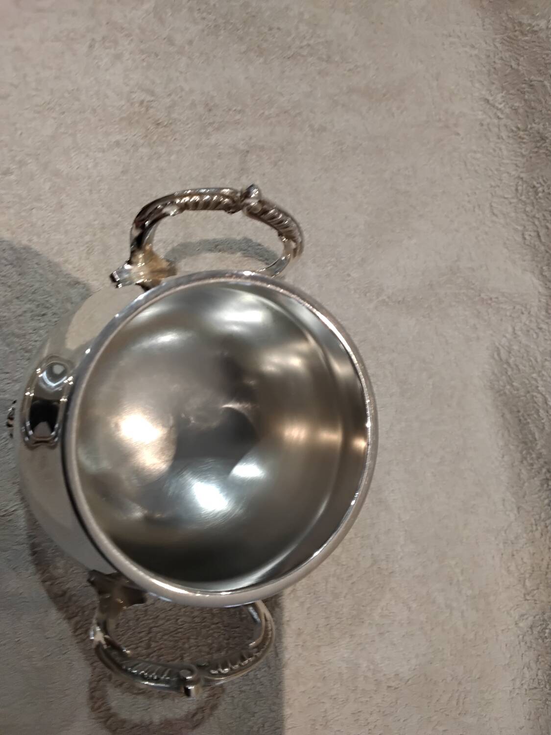 Silver-plated metal sugar bowl by Christofle silversmiths, Marly rocaille pattern