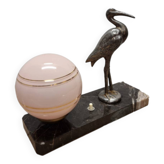 French Art Deco Lamp With A Heron, 1920/30s