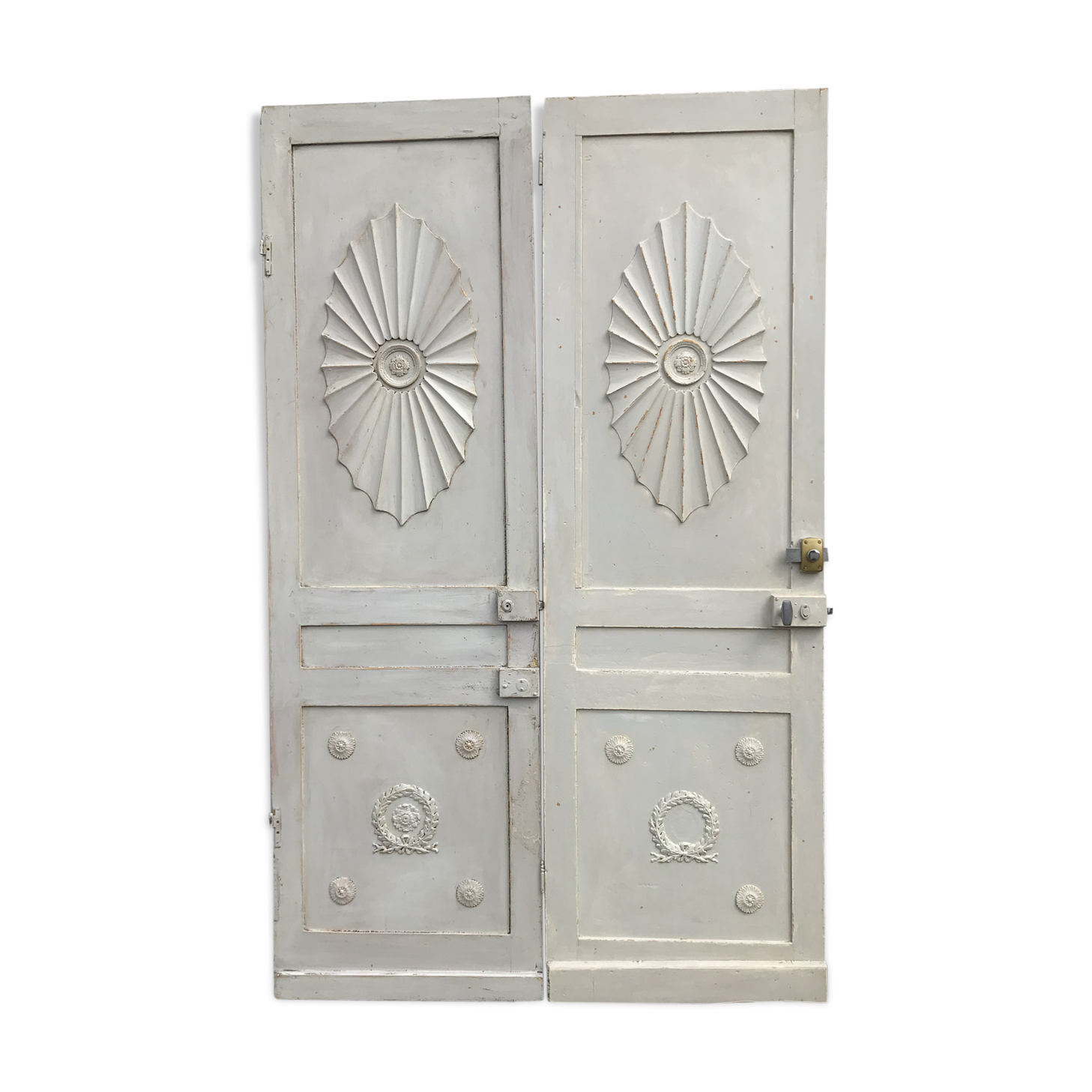Pair of doors with wood molding