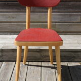 5 chairs light beech skaï red 1950