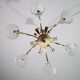 Art Deco Murano Glass and Brass Chandelier, 6 light, 1950