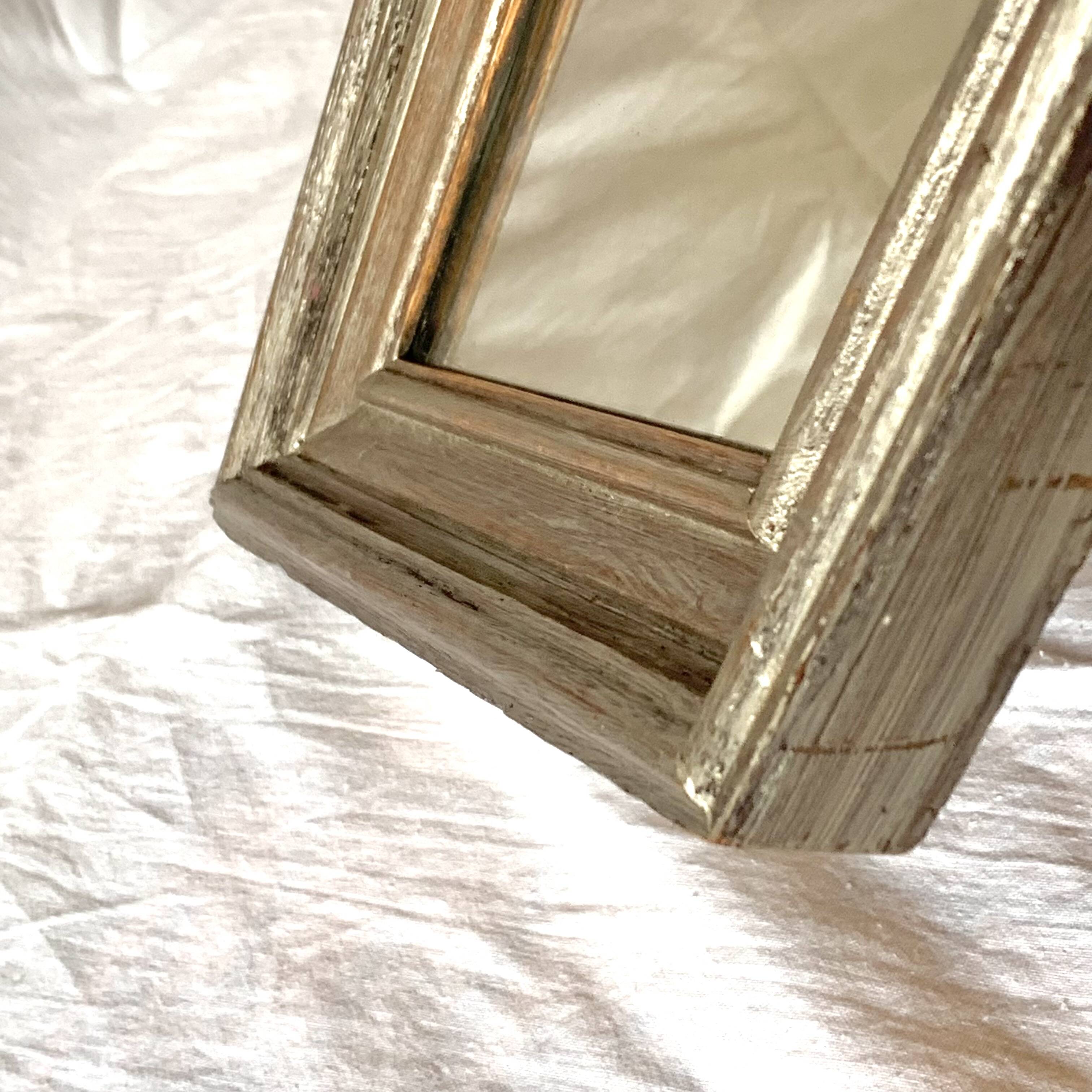 Small vintage wooden diamond wall mirror