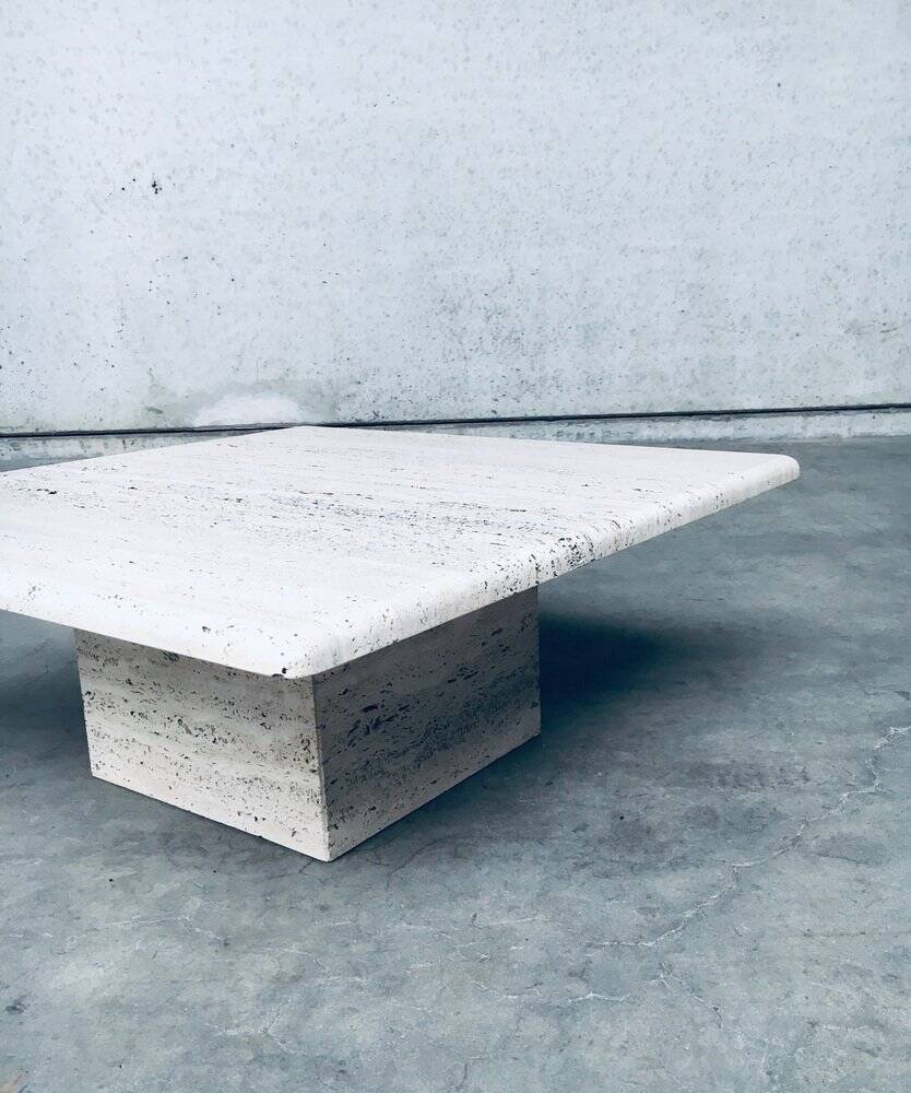 Italian Travertine Square Coffee Table, 1970s