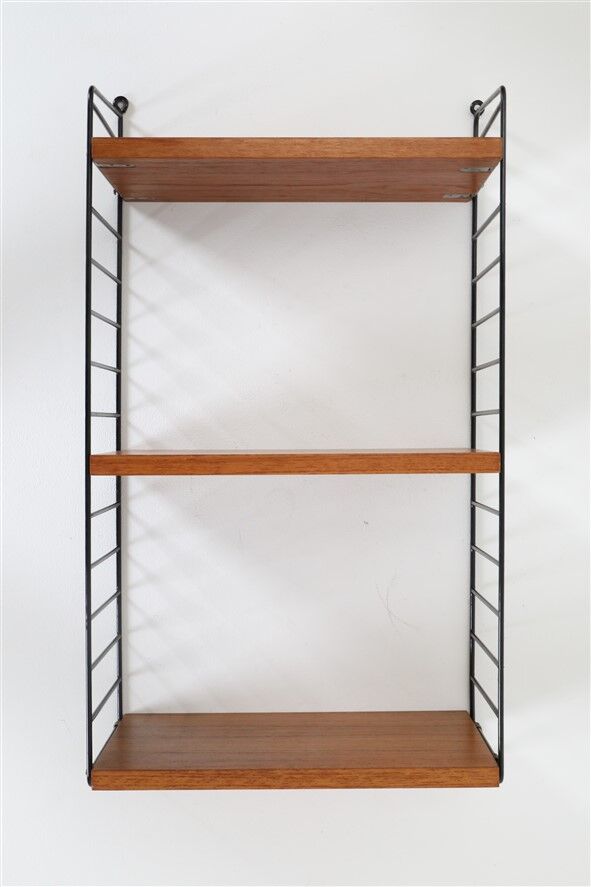 Original String shelf / Kajsa & Nisse Strinning / teak / modern mid-century design / black / 75x40x20cm