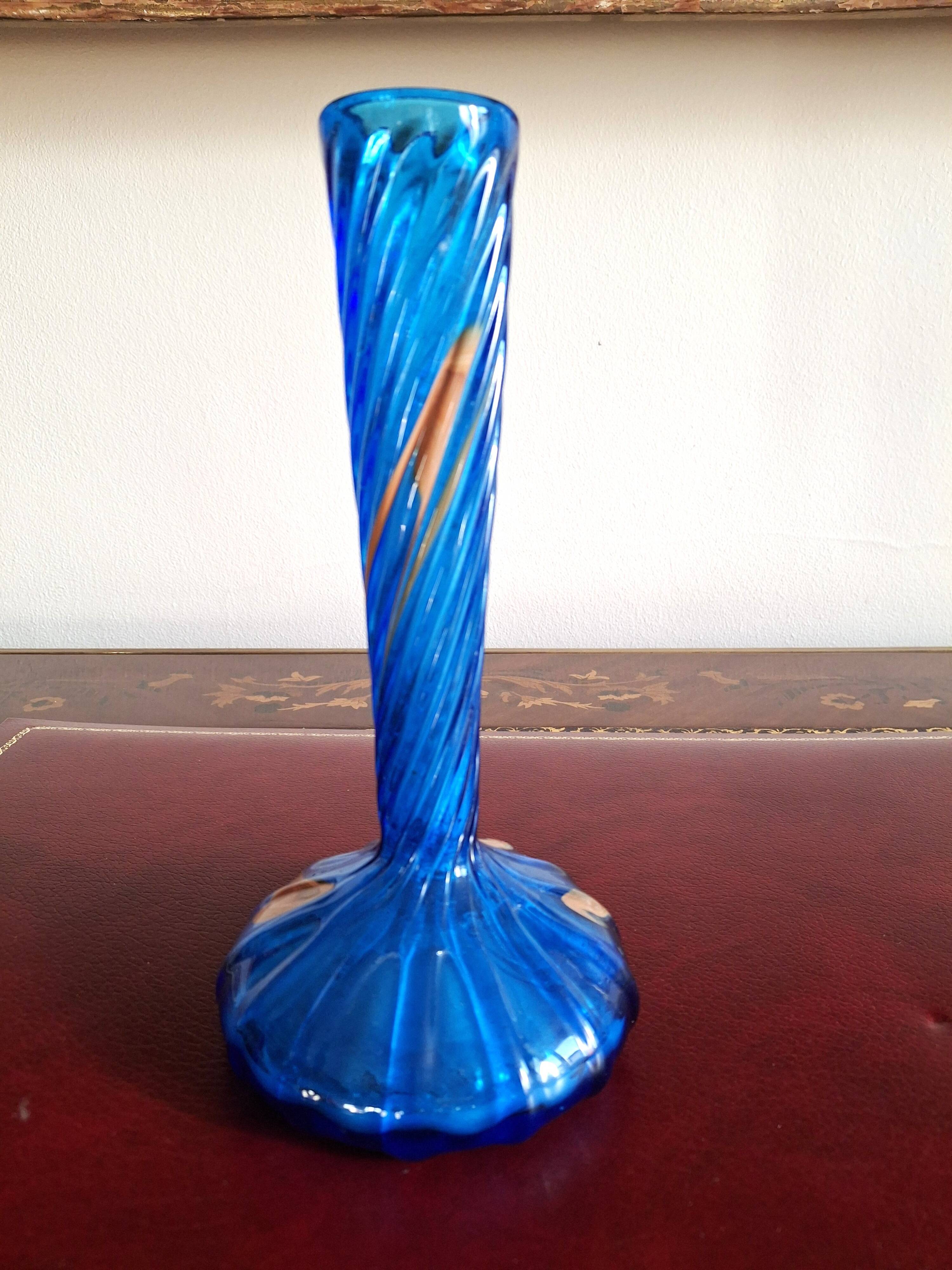 Authentic Berluze Vase Glass Paste by Mic and Bob Le Bleis 1970s