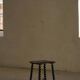 Vintage Scandinavian Stool Painted in Dark Green and Dark Red Wood, Folk Style, 1940s