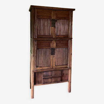 Cabinet chinois en bois de cyprès et bambou