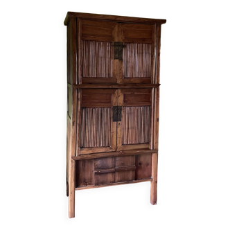 Chinese cabinet in cypress wood and bamboo
