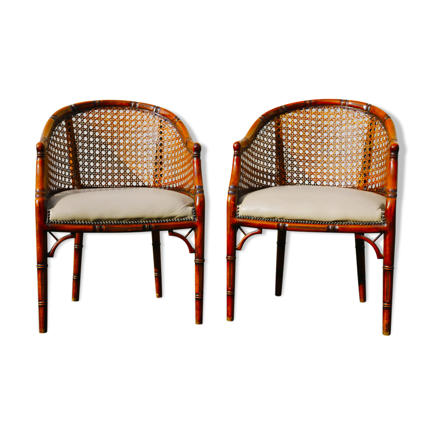 Pair of bamboo armchairs