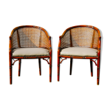 Pair of bamboo armchairs