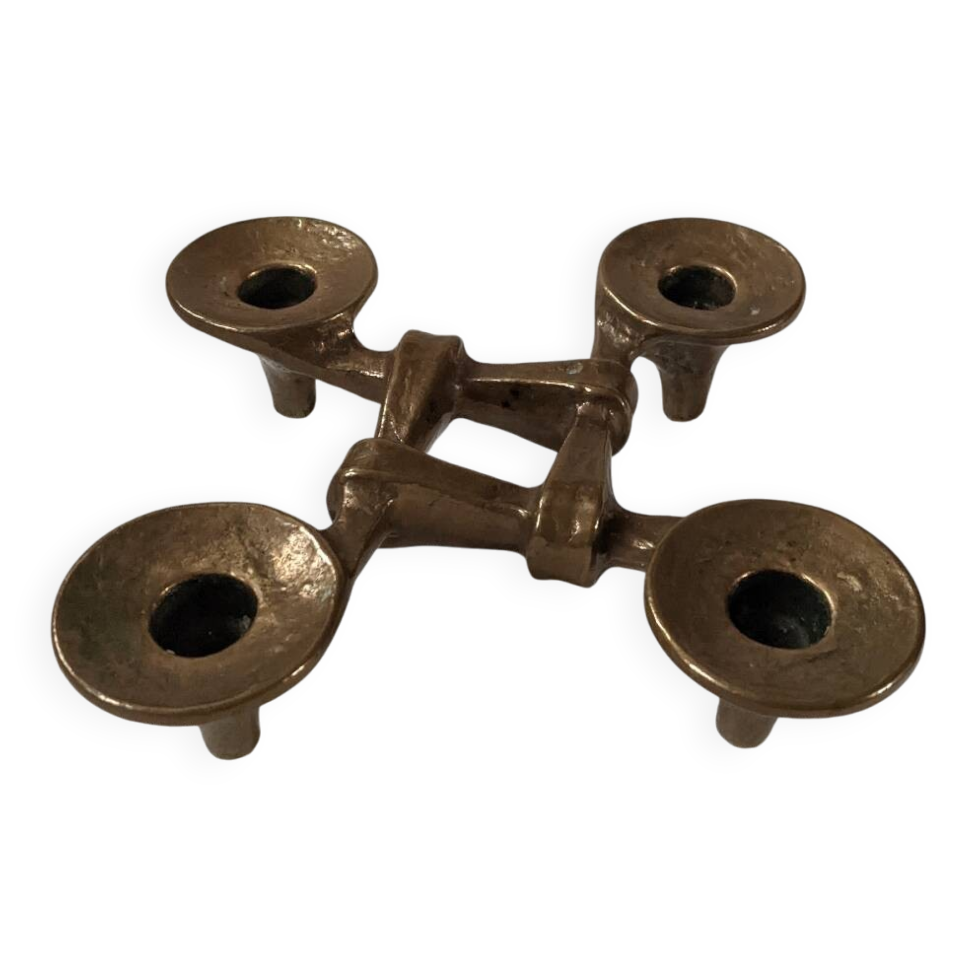 Contemporary Scandinavian Brutalist Design Bronze Candlestick