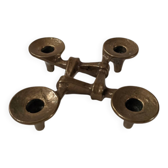 Contemporary Scandinavian Brutalist Design Bronze Candlestick