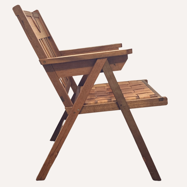 Fauteuil avec siège tissé en cuir, vers 1950