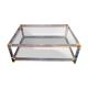 Grande table basse italienne à deux niveaux en lucite, verre et laiton doré, 1970-80