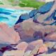 Original Swedish oil painting on panel "Coastal Scene" by D. Samuelsson