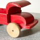 Red wooden flatbed truck, vintage toy