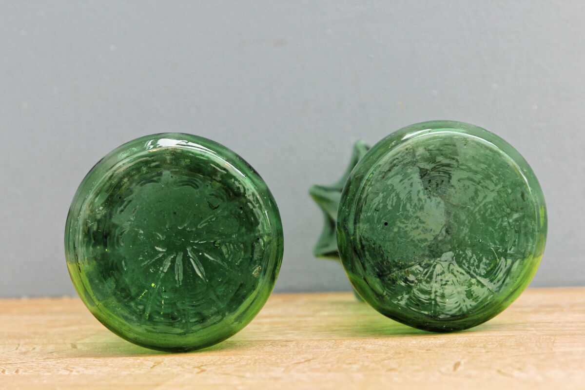 Pair of vases with collars, blown glass
