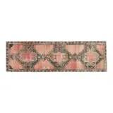 Vintage Turkish hallway rug handmade in orange-brown wool 93x291.