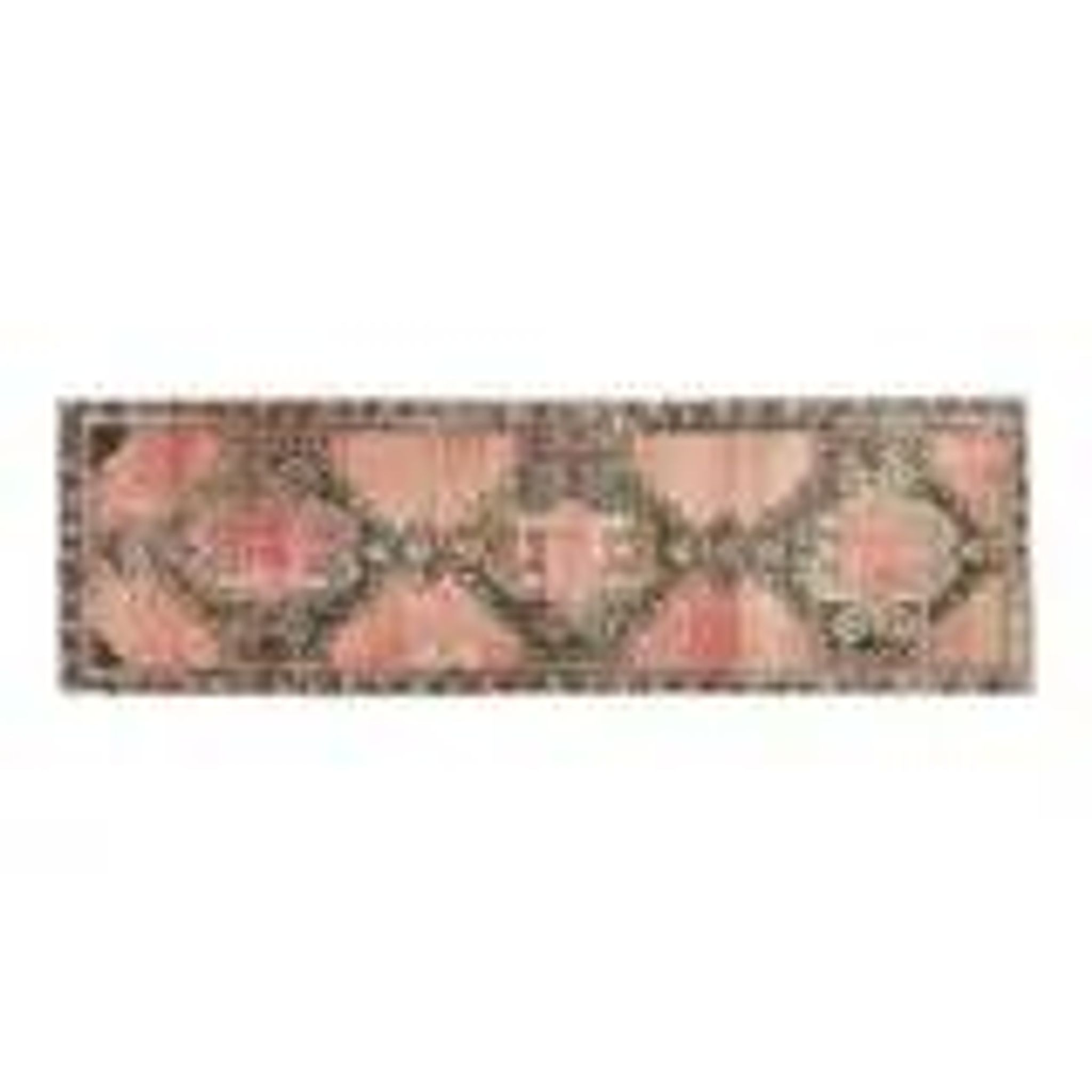 Vintage Turkish hallway rug handmade in orange-brown wool 93x291.