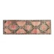 Vintage Turkish hallway rug handmade in orange-brown wool 93x291.