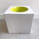 Vintage pop art cube vase / bowl white and green