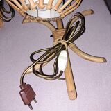 2 sconces in rattan and bamboo 70s