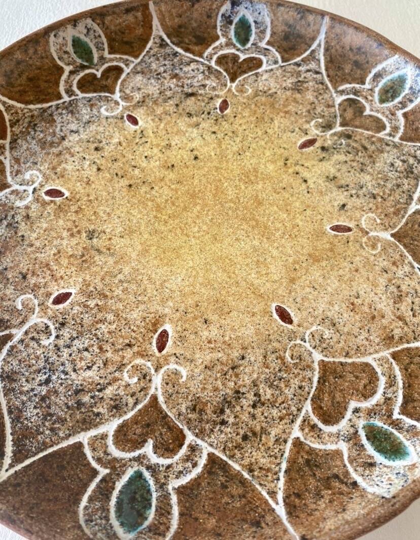 Ceramics by B. Buffat and its wrought iron support, 1970s