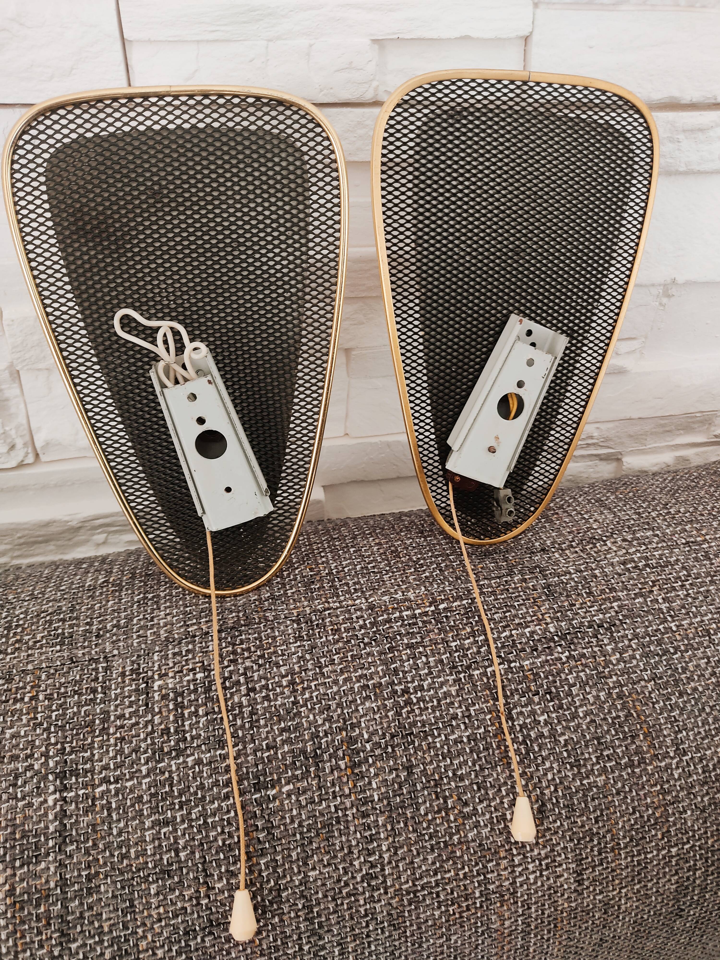 Mid-century acrylic metal wall lights 1950