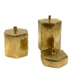 Set of 3 solid Brass boxes , De Falco Italy 1970s