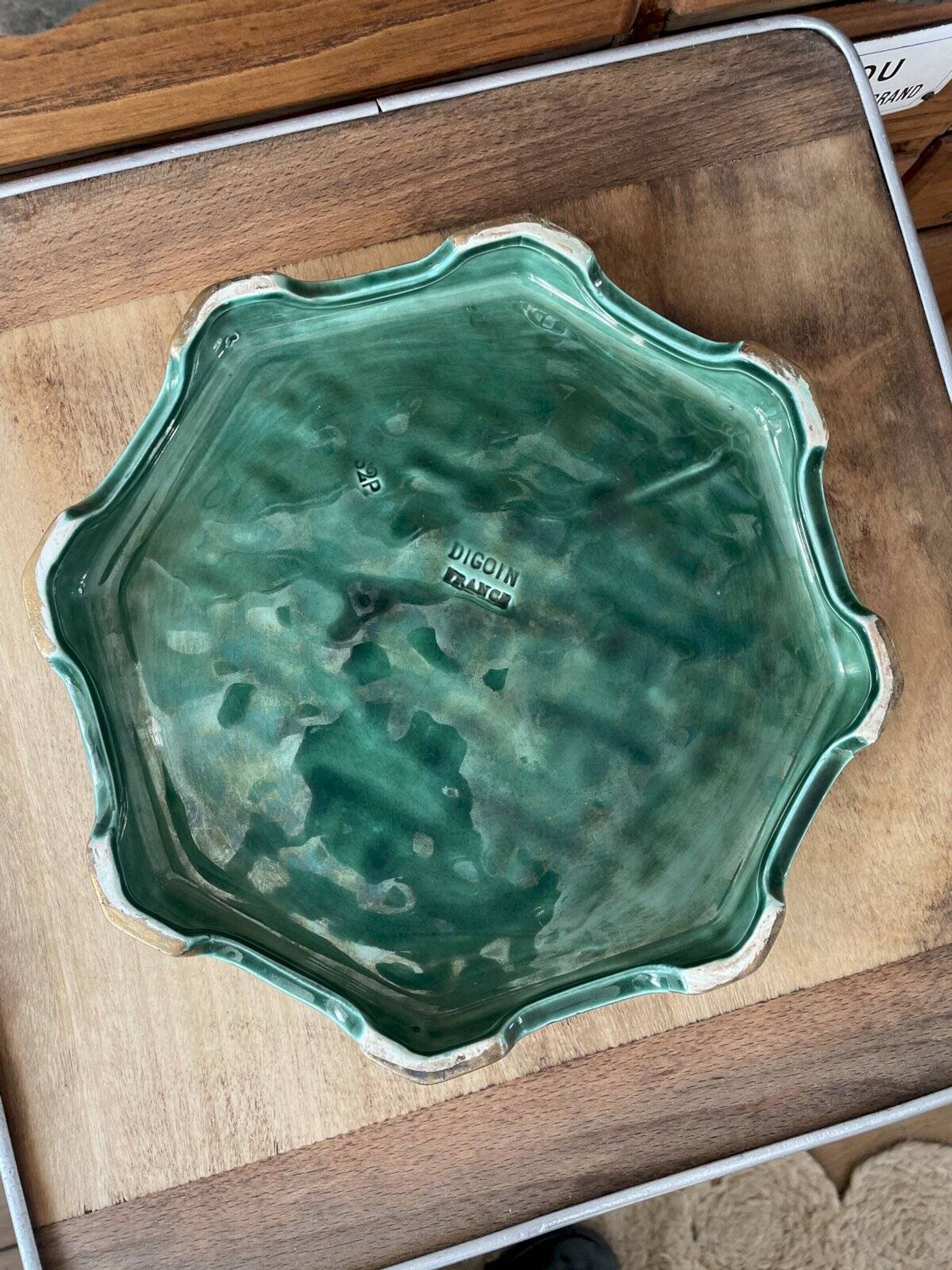 Dessous de plat tressage vert et dorure DIGOIN
