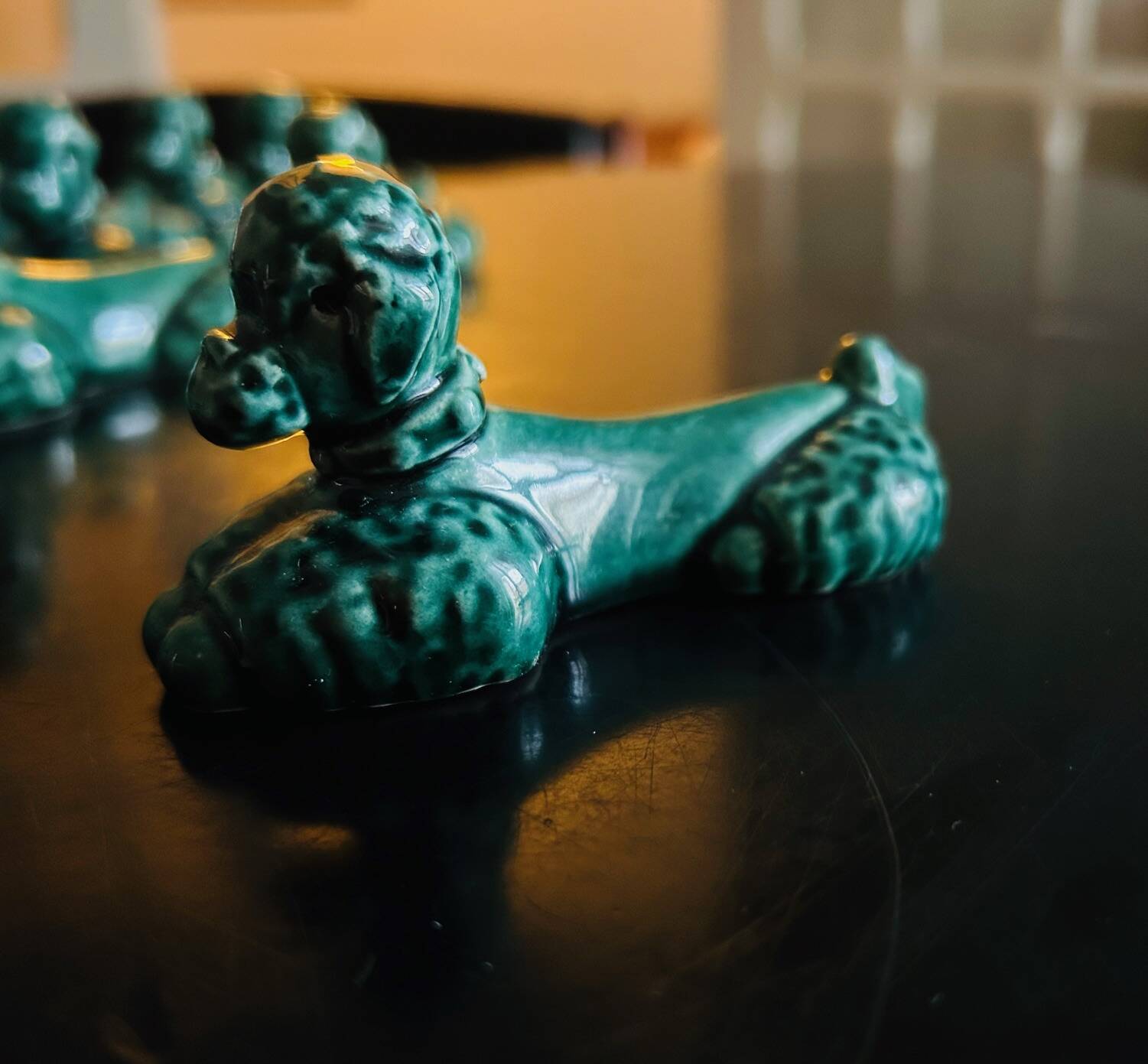 12 green ceramic cutlery holders