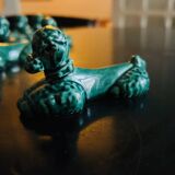 12 green ceramic cutlery holders