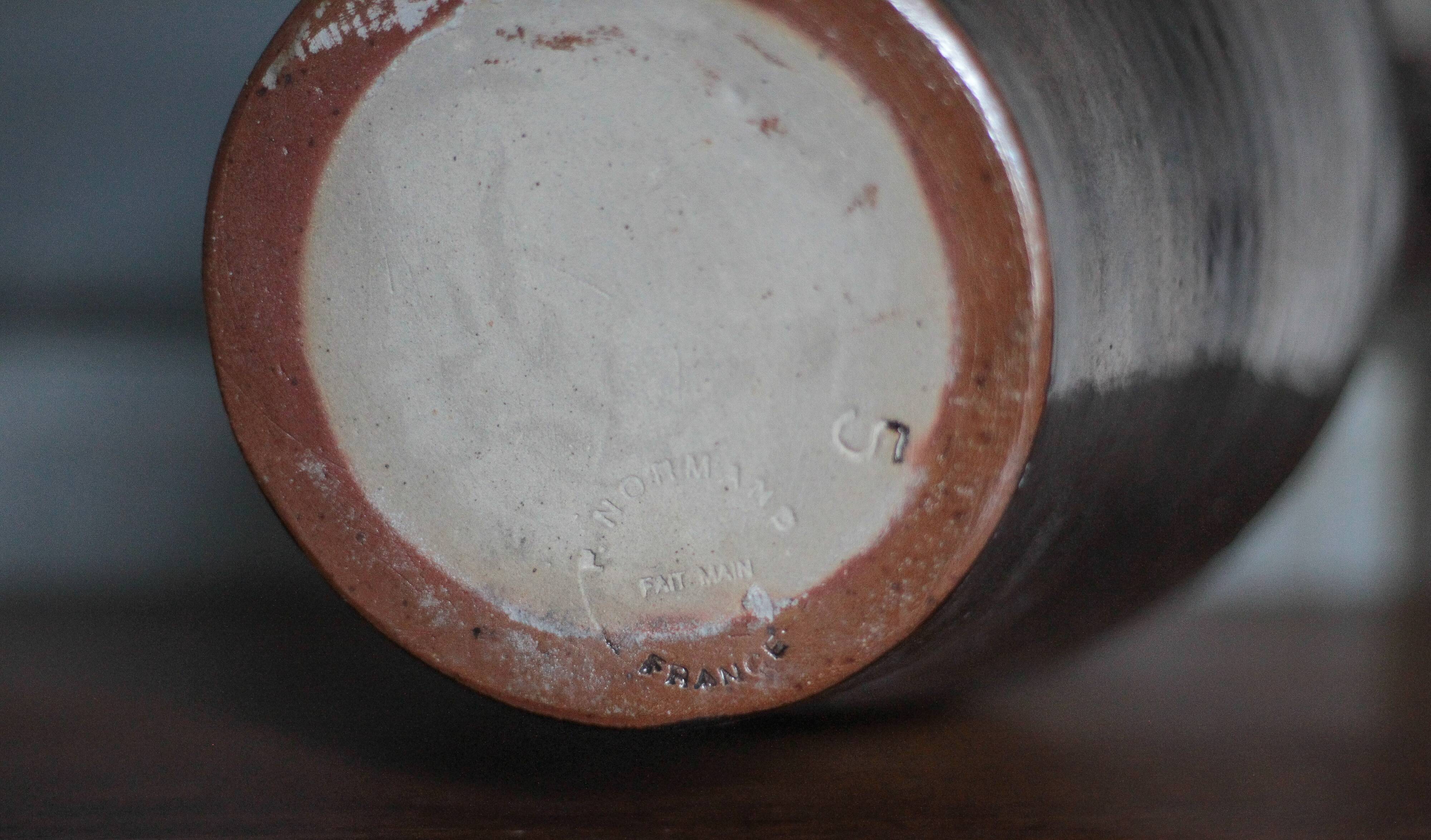 Large stoneware vase from Puisaye, vintage vase, vase with handles, interior decoration