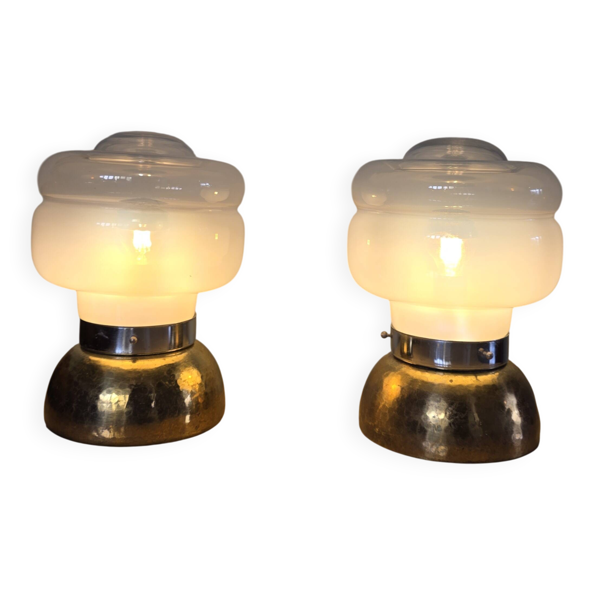Pair of Murano glass lamps, brass base.