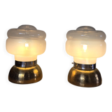 Pair of Murano glass lamps, brass base.