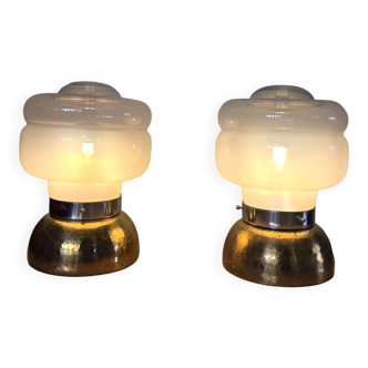 Pair of Murano glass lamps, brass base.